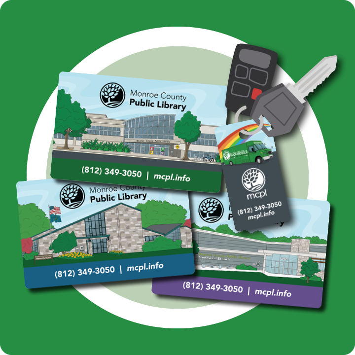 Library cards showing cards with images of the Library branches