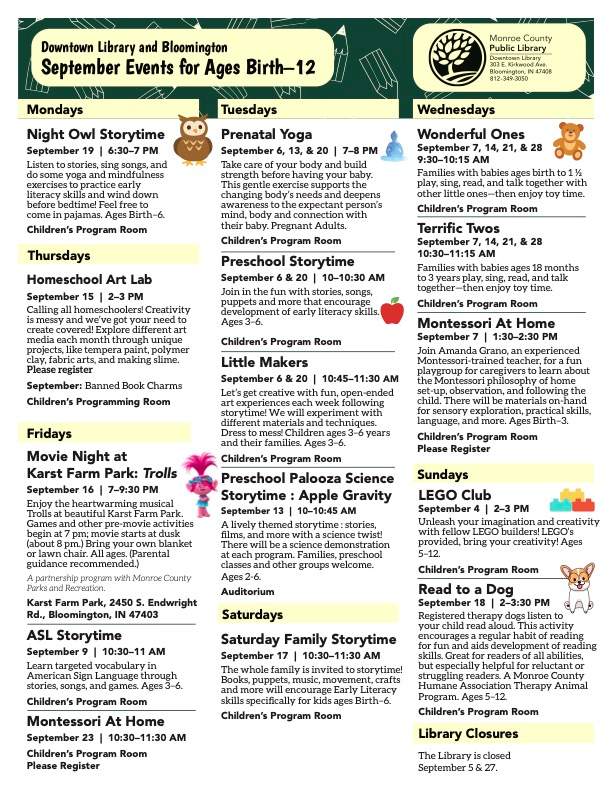 Downtown Library Children's Calendar