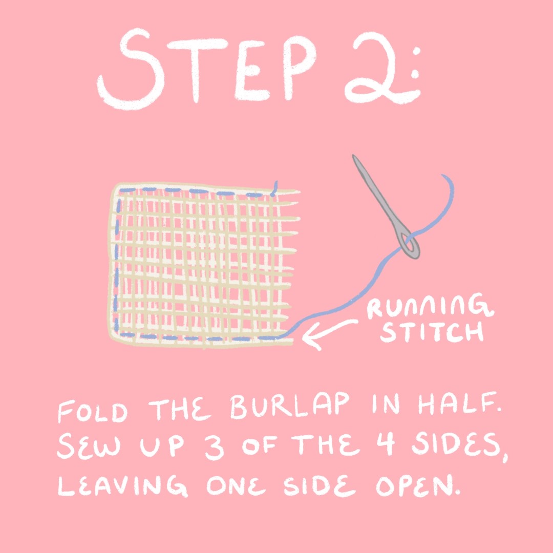 Sew up three of the four sides leaving one side open. You can use a running stitch or any stitch you are comfortable with to sew up the sides