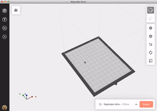Animated gif of adding a model to a MakerBot build plate