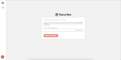 image of MakerBot software submit form