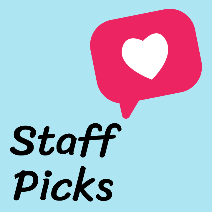 staff picks text with a heart