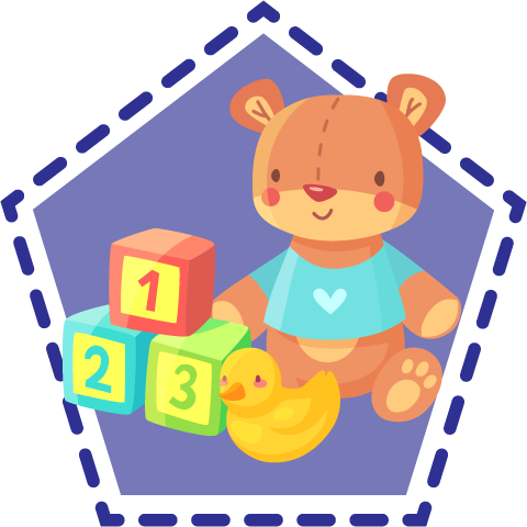 teddy bear and blocks