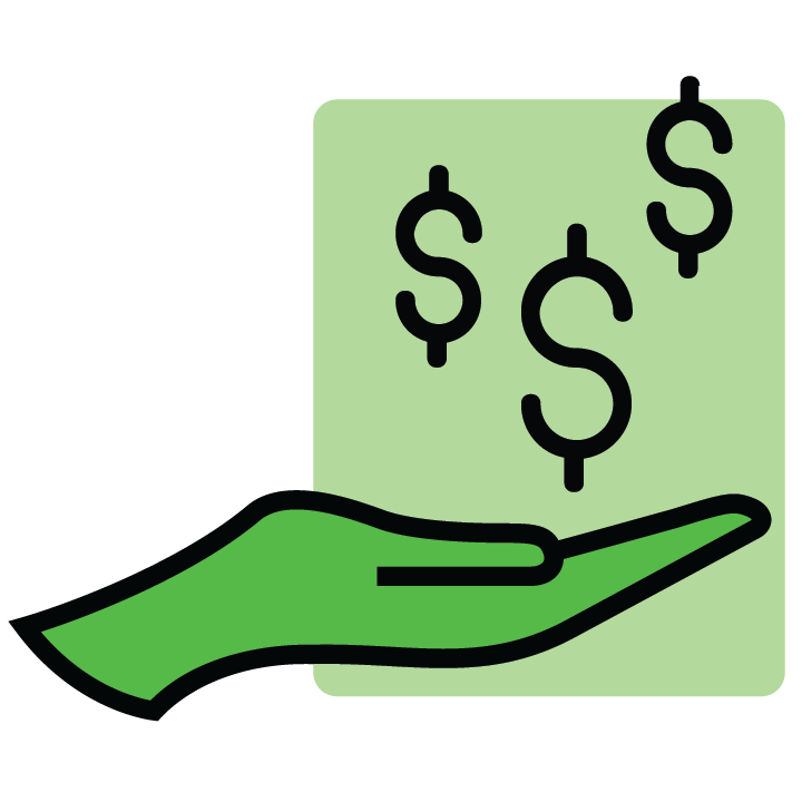 Hand with money in its palm